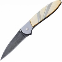 Полуавтоматический складной нож Santa Fe Kershaw Leek, дамасская сталь, рукоять сталь с накладкой из перламутра купить в Уфе