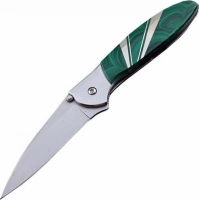 Полуавтоматический складной нож Santa Fe Kershaw Leek, сталь 14C28N, рукоять сталь с накладкой из малахита купить в Уфе