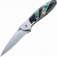 Полуавтоматический складной нож Santa Fe Kershaw Leek, сталь D2/14C28N, рукоять сталь с накладкой из зуба мамонта купить в Уфе