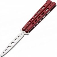 Тренировочный нож-бабочка (балисонг) Balisong Trainer, Boker Plus 01BO712, клинок из нержавеющей стали Zero-ground Plain (без заточки), рукоять стеклотекстолит G10, красный купить в Уфе