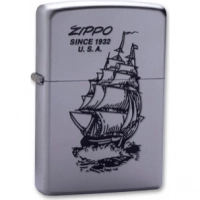 Зажигалка ZIPPO Boat-Zippo Satin Chrome, латунь с ник.-хром. покрыт., сереб., матовая, 36х56х12мм купить в Уфе