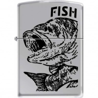 Зажигалка ZIPPO Чёрный окунь, латунь/сталь с покрытием High Polish Chrome, серебристая, 36x12x56 мм купить в 